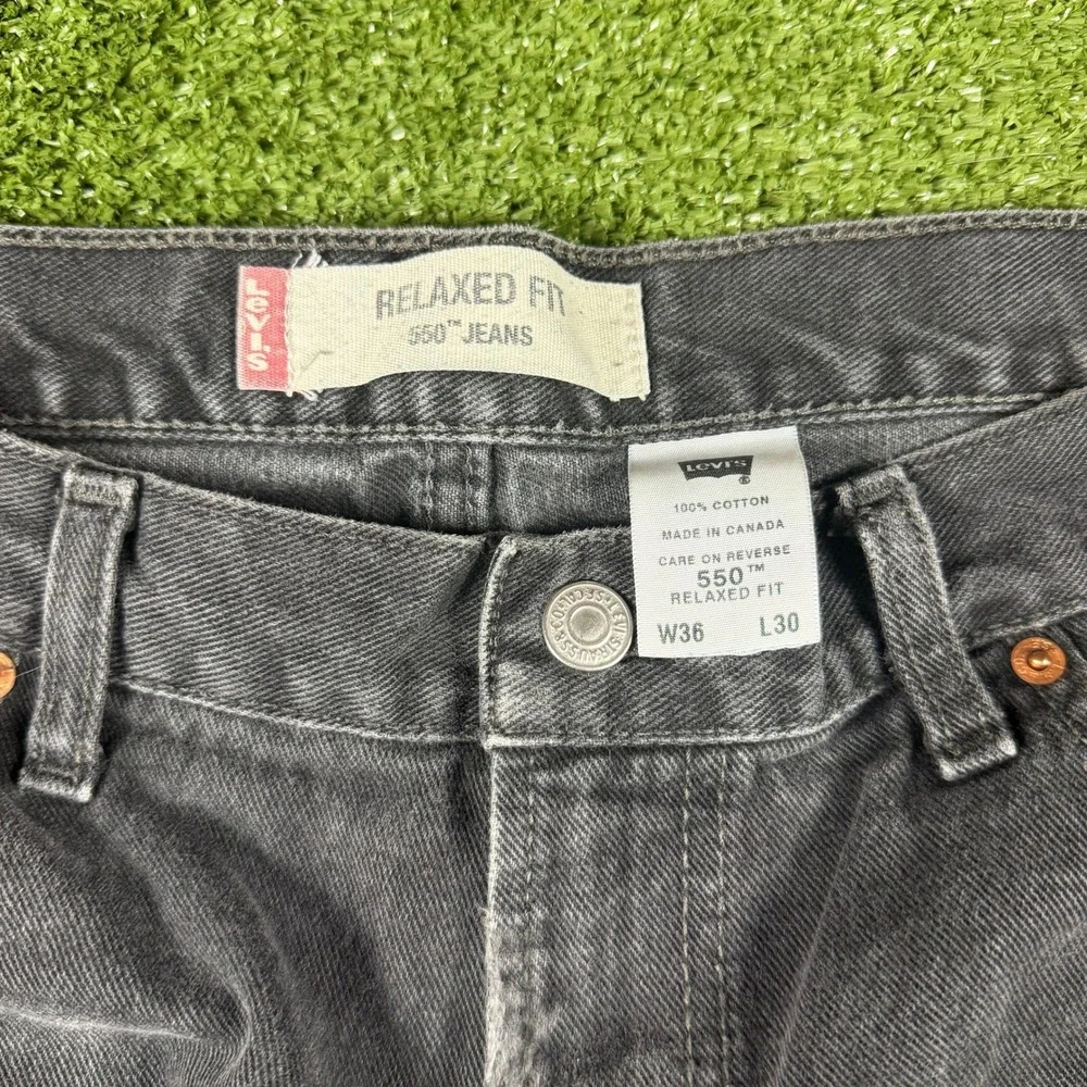 Vintage‎ Levis 550 Relaxed Fit Jeans Mens 36x30 Faded Black Denim Made in Canada